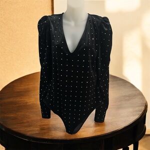Elegant Black Studded Women's Top SZ L